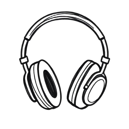 Hand-drawn illustration of over-ear headphones